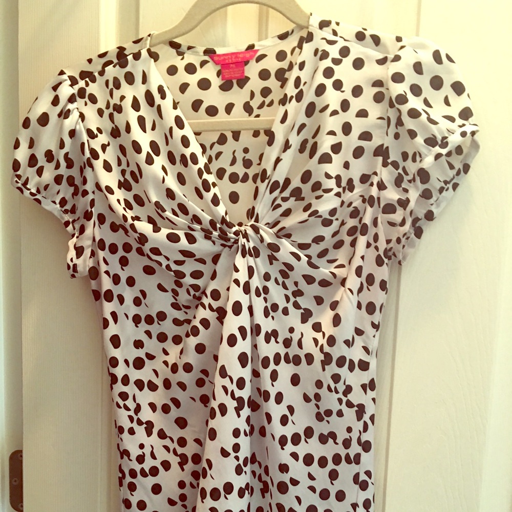 Polka Dot Knot Front Blouse